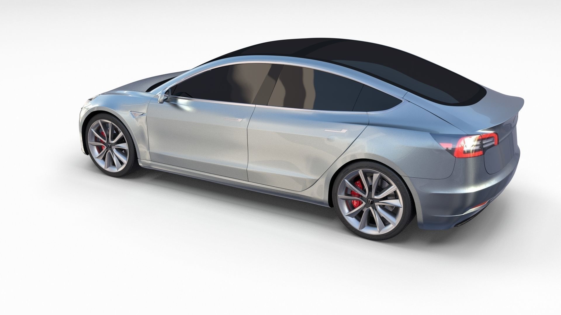 Tesla Model 3 Silver 3D model_4