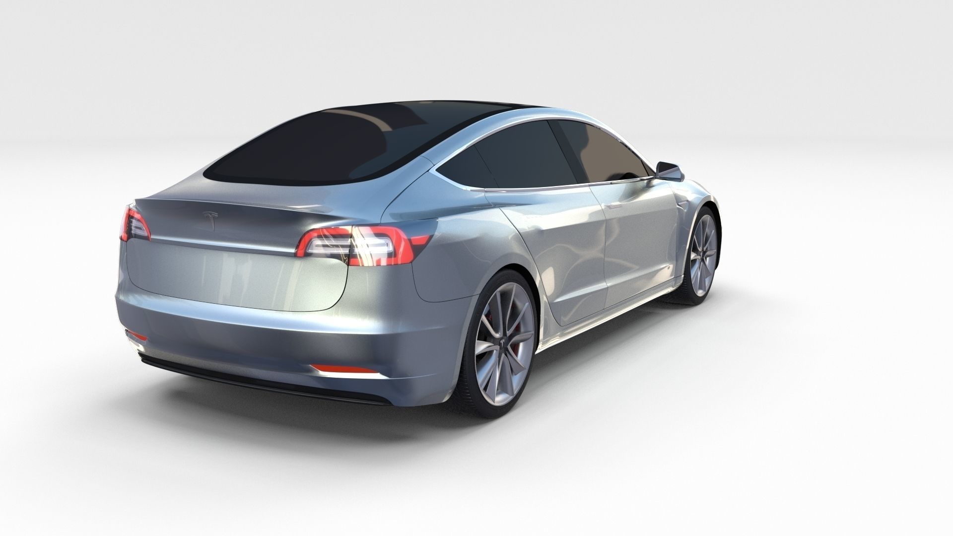 Tesla Model 3 Silver 3D model_2
