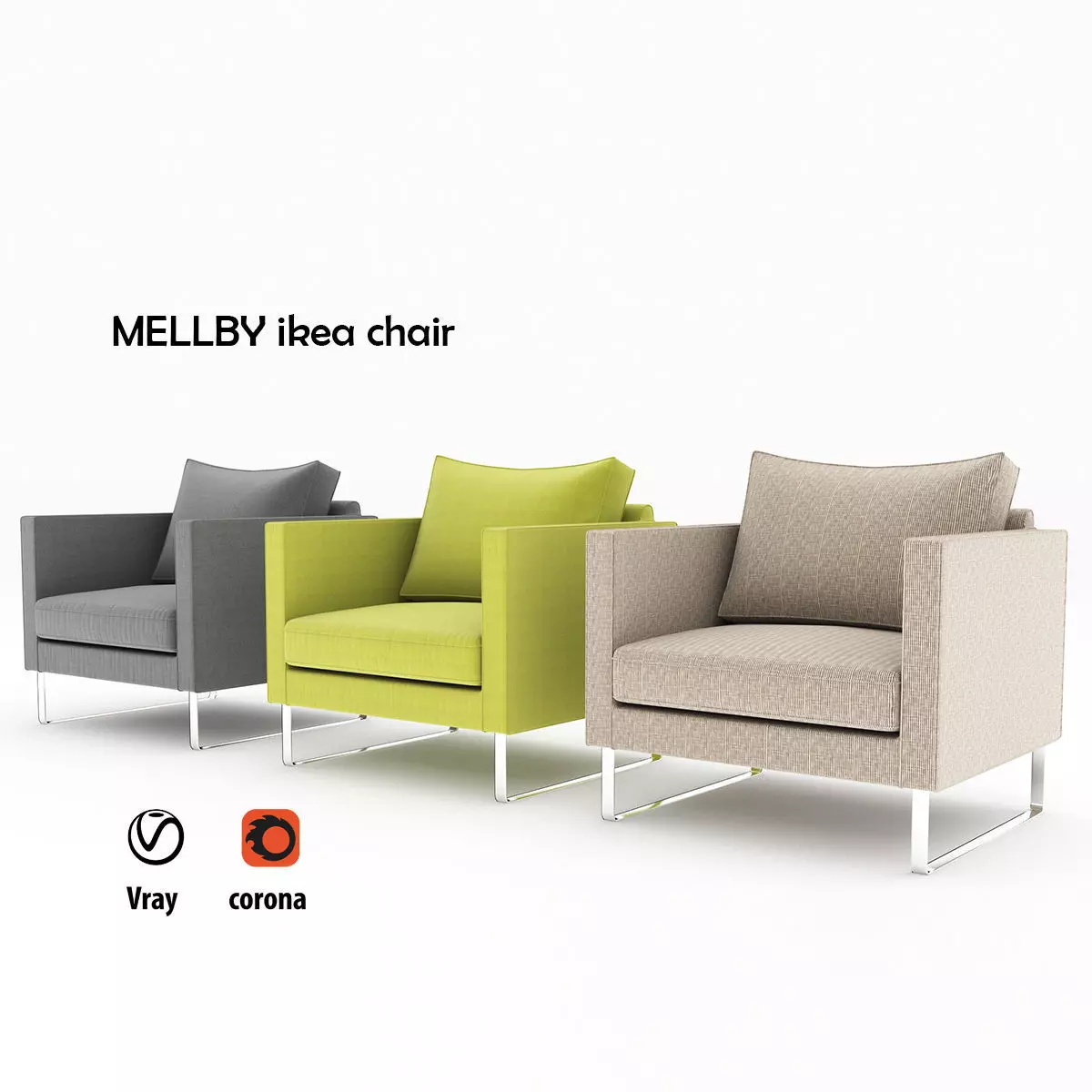 MELLBYchair three lounge chairs 3D model_0