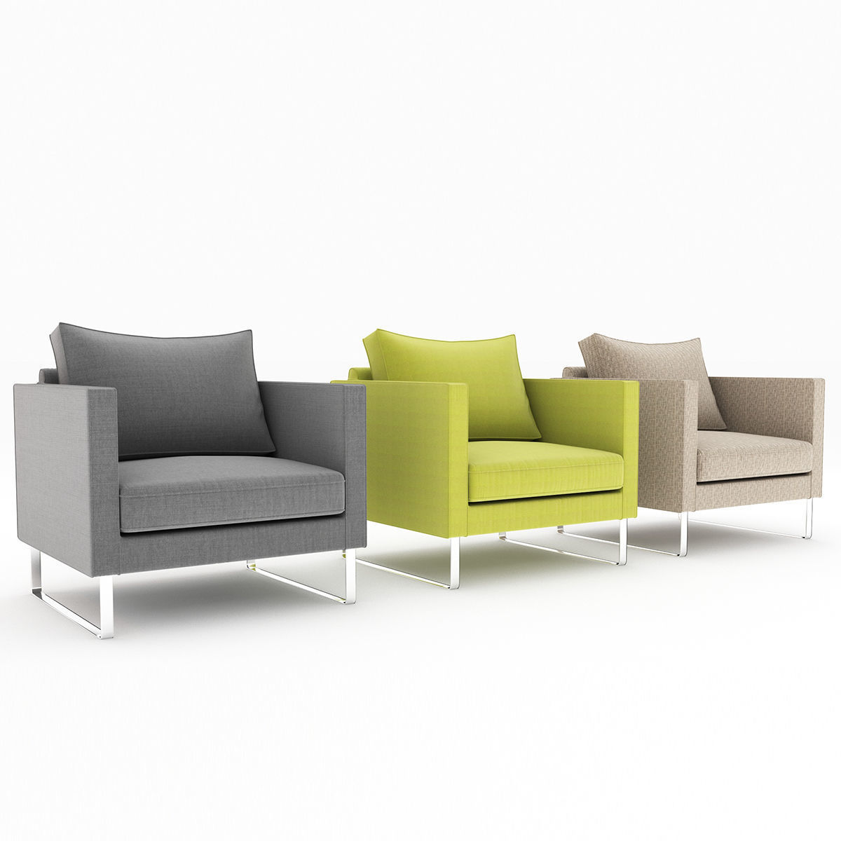 MELLBYchair three lounge chairs 3D model_2