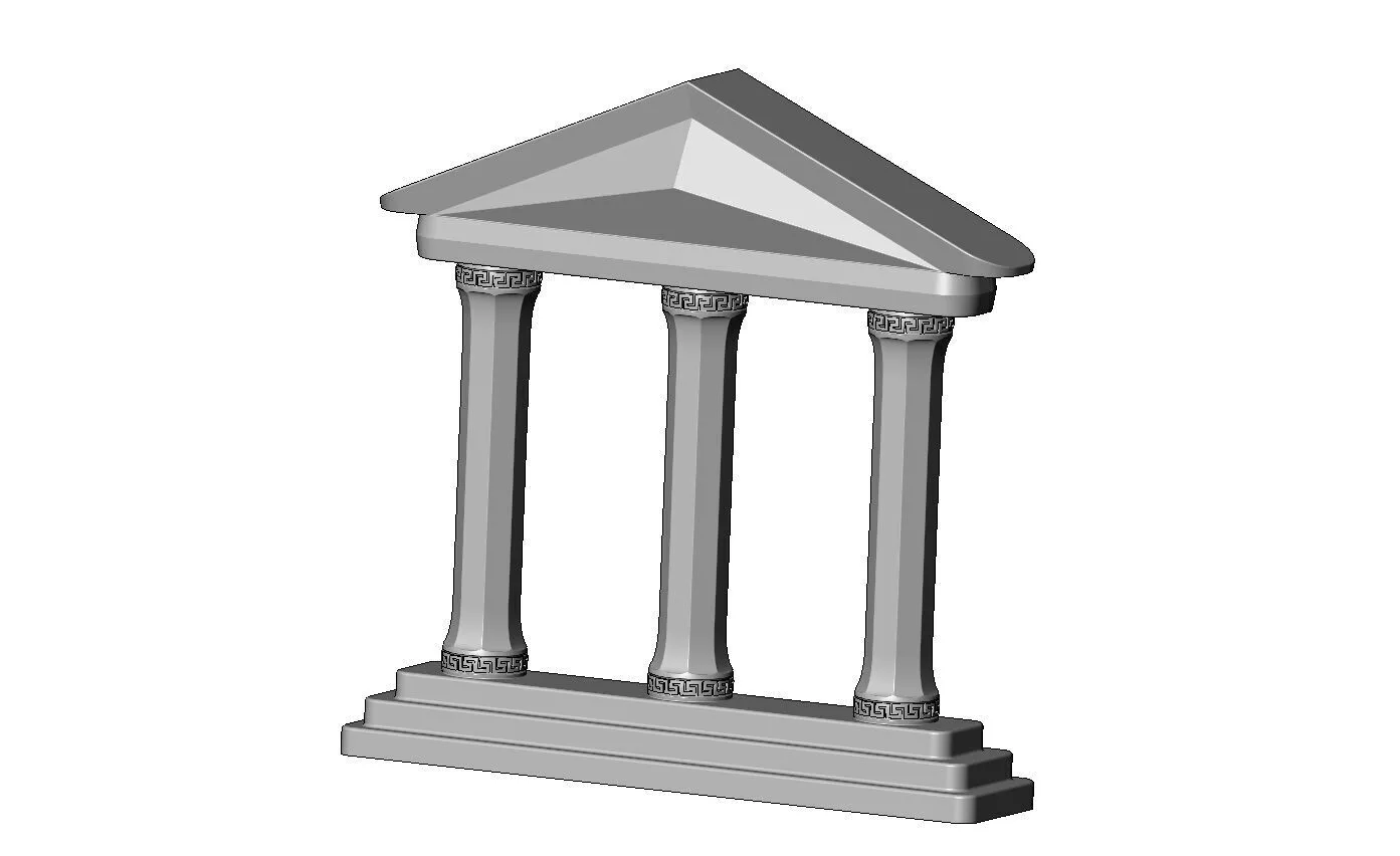 Vintage pattern octagonal pillars Parthenon relief alter 3D print model