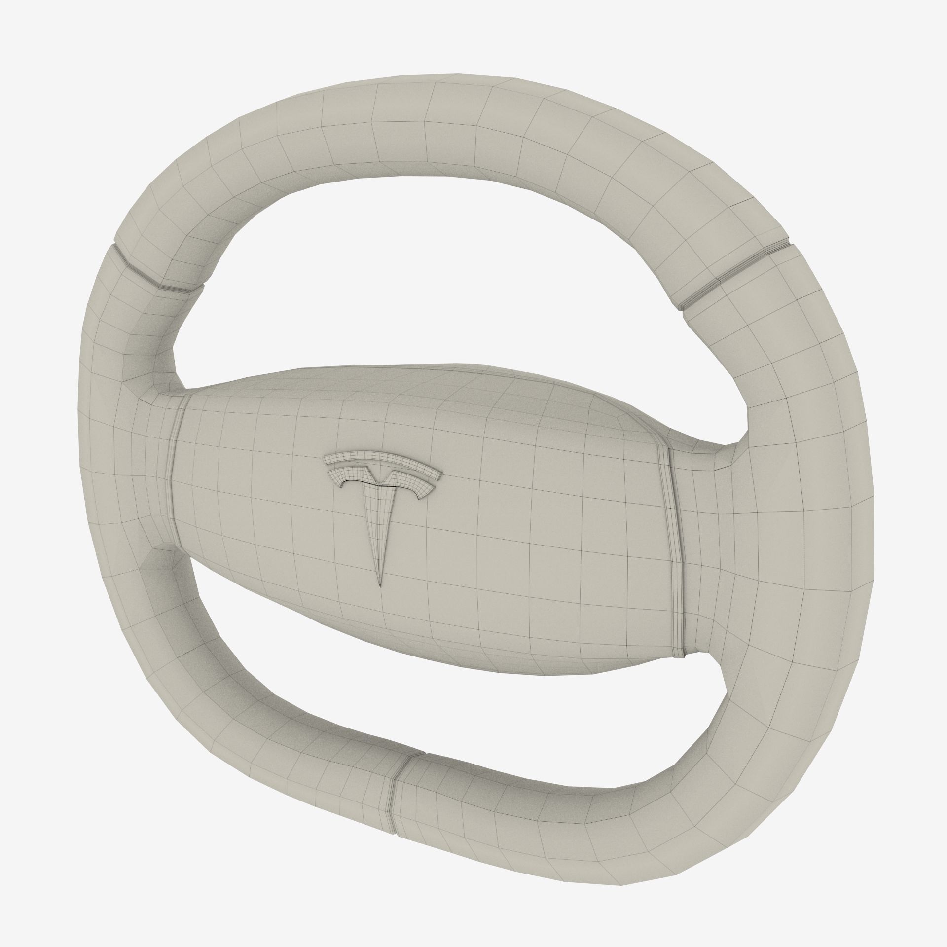 Tesla Model 3 Steering Wheel Low-poly 3D model_3