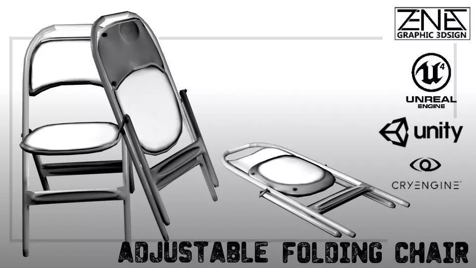 Adjustable Folding Chair Low-poly 3D model_0