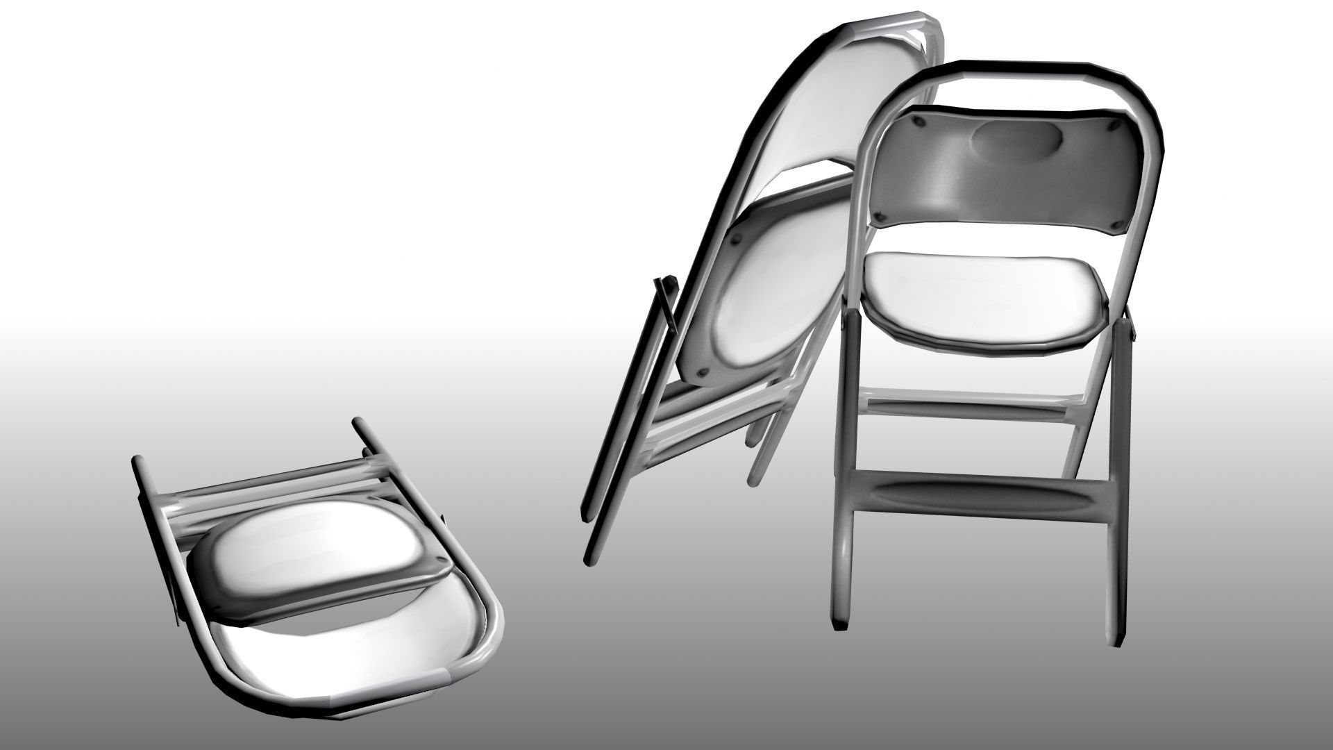 Adjustable Folding Chair Low-poly 3D model_4