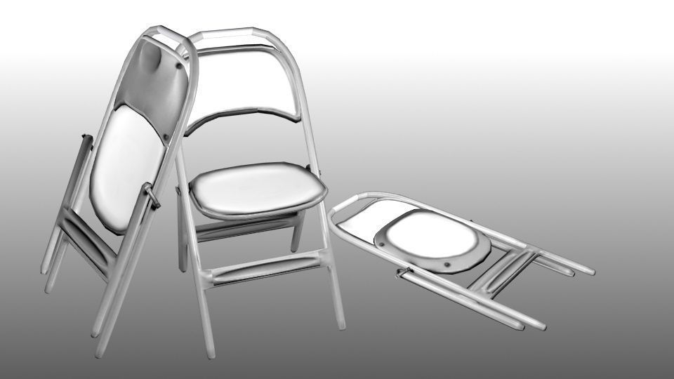 Adjustable Folding Chair Low-poly 3D model_3