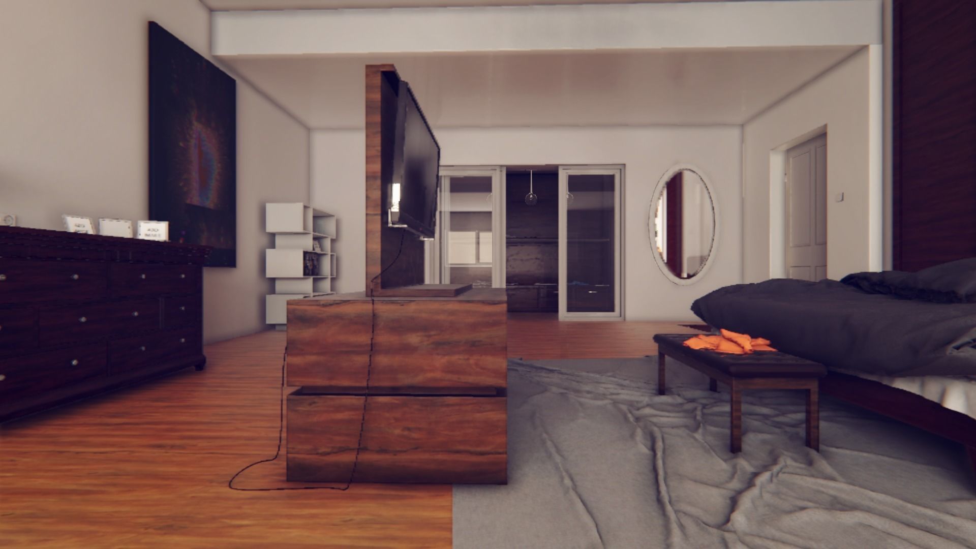 Modern Archviz Bedroom Low-poly 3D model_5