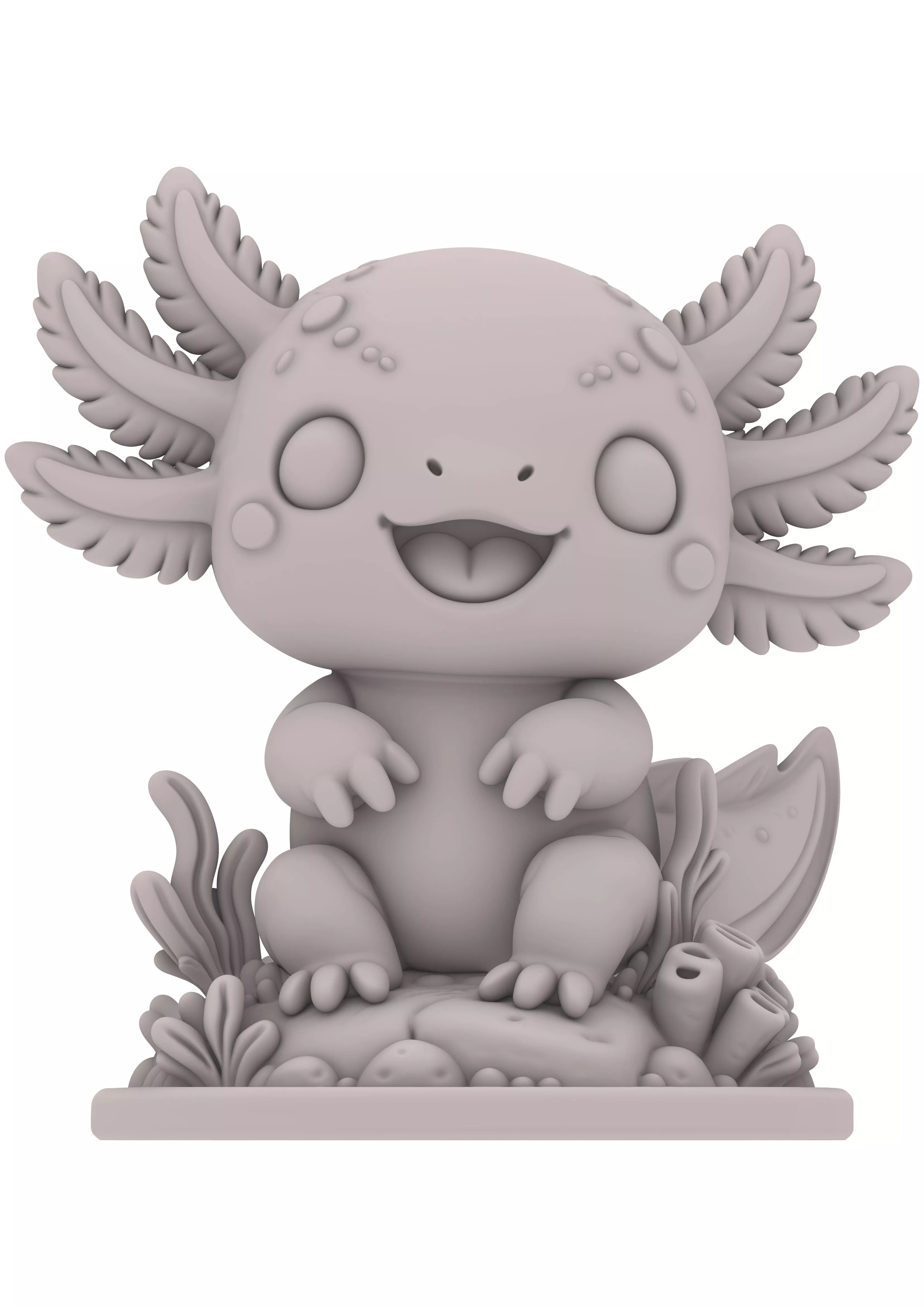 Chibi Axolotl Diorama Chibi Axolotl Diorama 3D print model