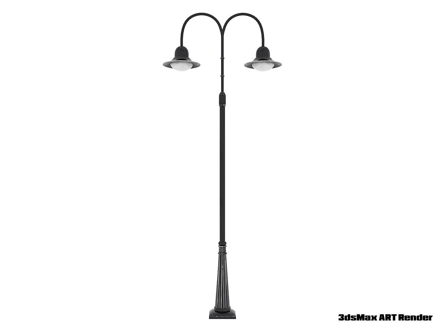 Double Arm Lamp Post Low-poly 3D model_1
