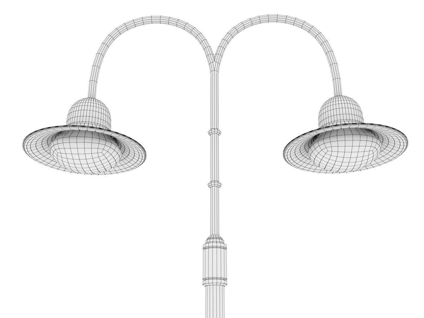 Double Arm Lamp Post Low-poly 3D model_14