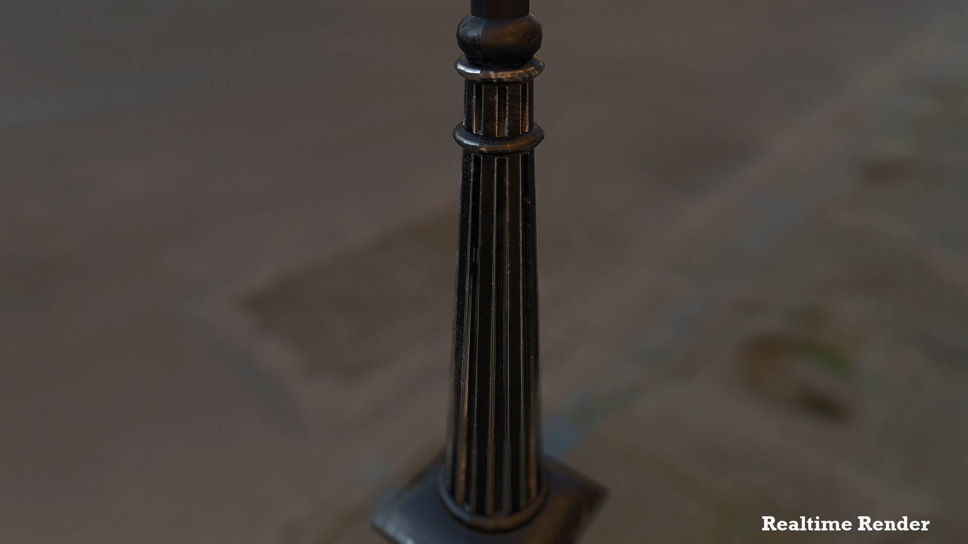 Double Arm Lamp Post Low-poly 3D model_8