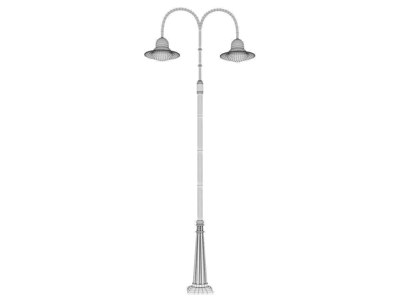 Double Arm Lamp Post Low-poly 3D model_12