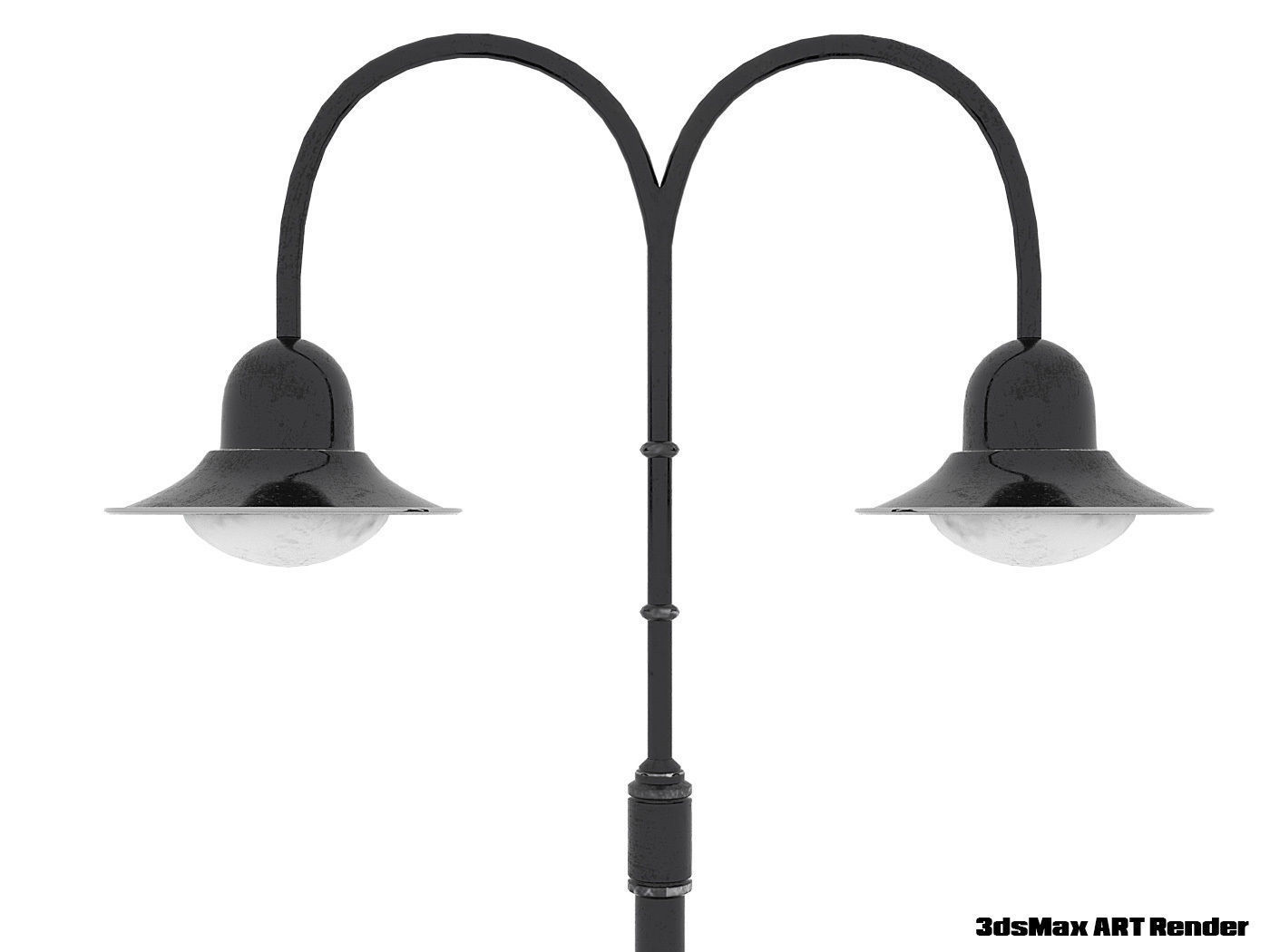 Double Arm Lamp Post Low-poly 3D model_2