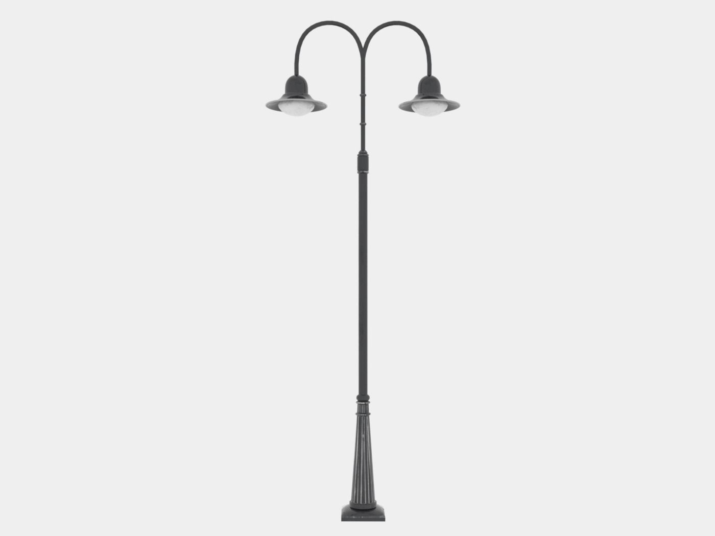 Double Arm Lamp Post Low-poly 3D model_0
