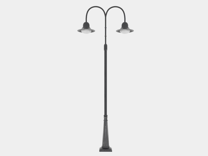 Double Arm Lamp Post Low-poly 3D model