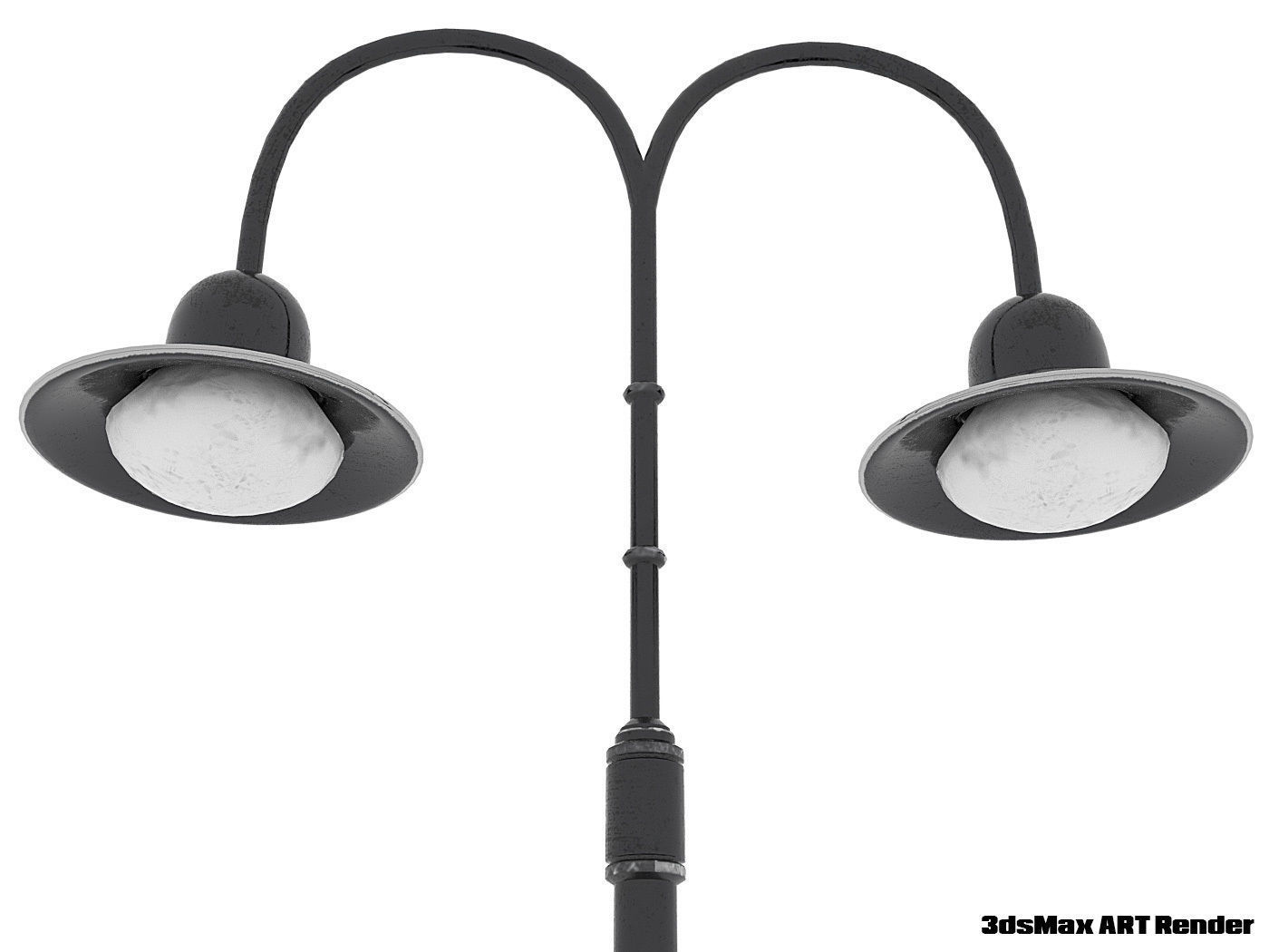 Double Arm Lamp Post Low-poly 3D model_5