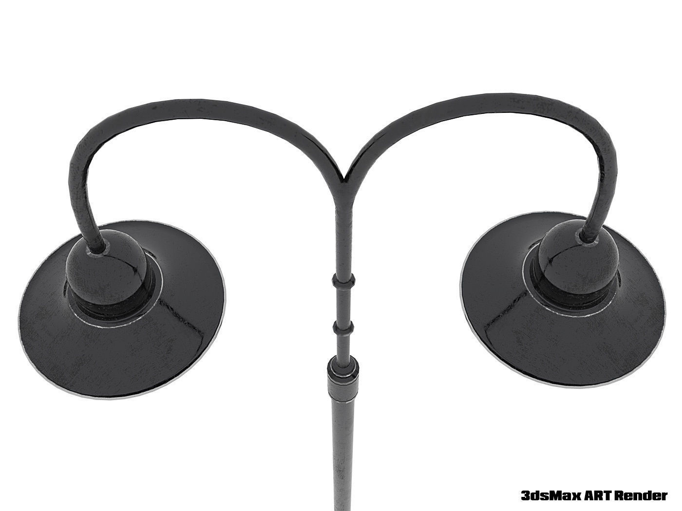 Double Arm Lamp Post Low-poly 3D model_4