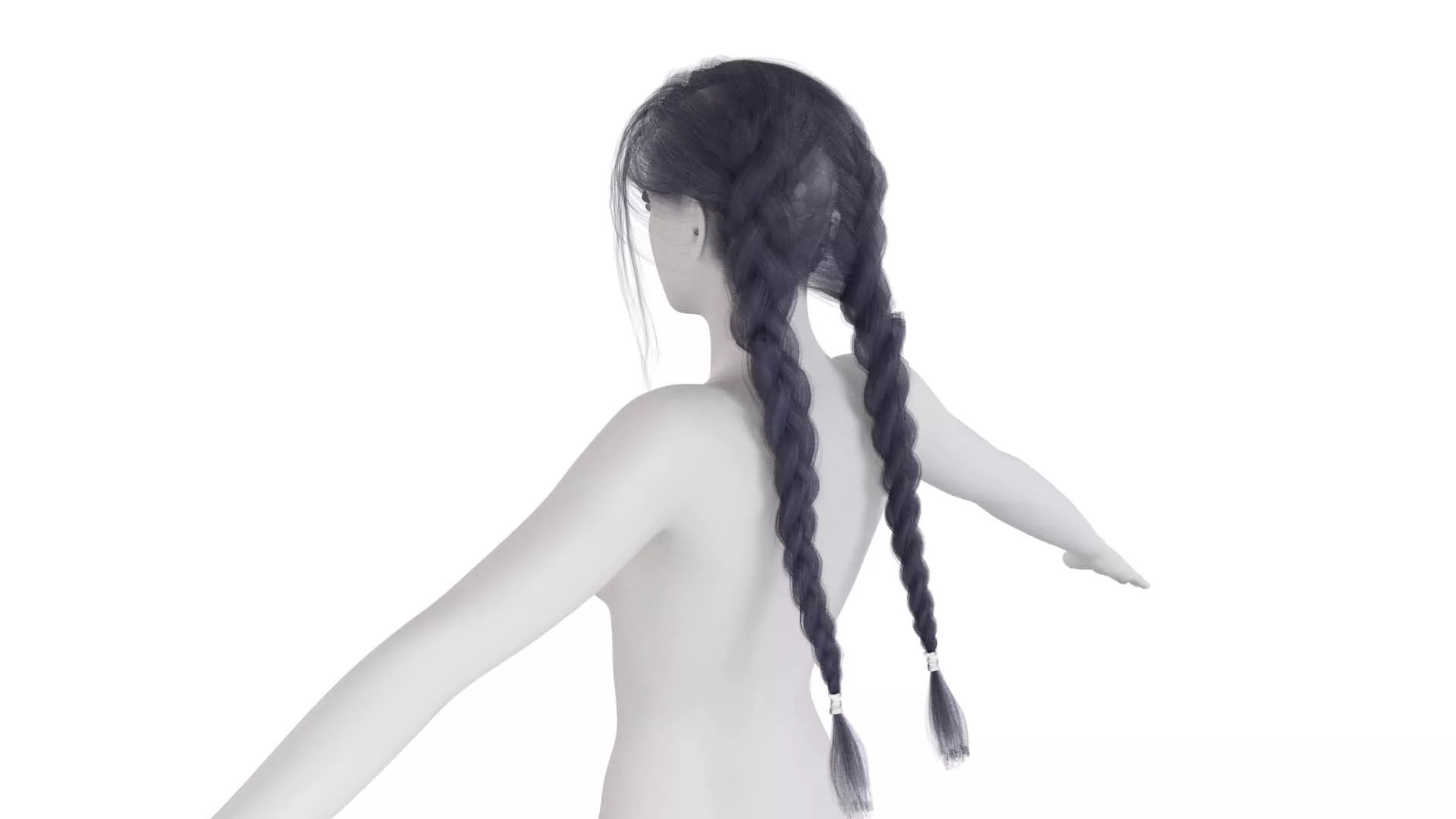 Realistic Female Hair Low-poly 3D model