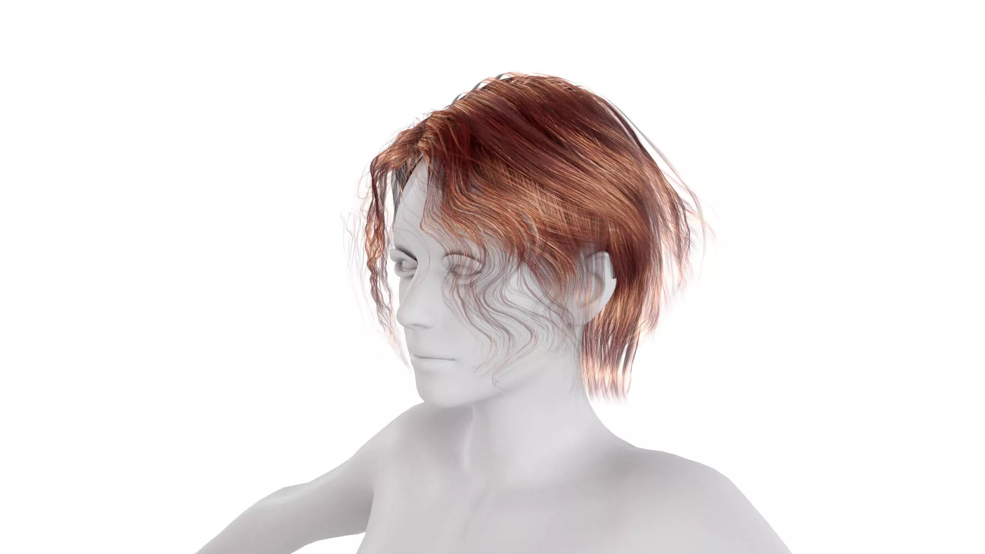 Realistic Female Hair Low-poly 3D model