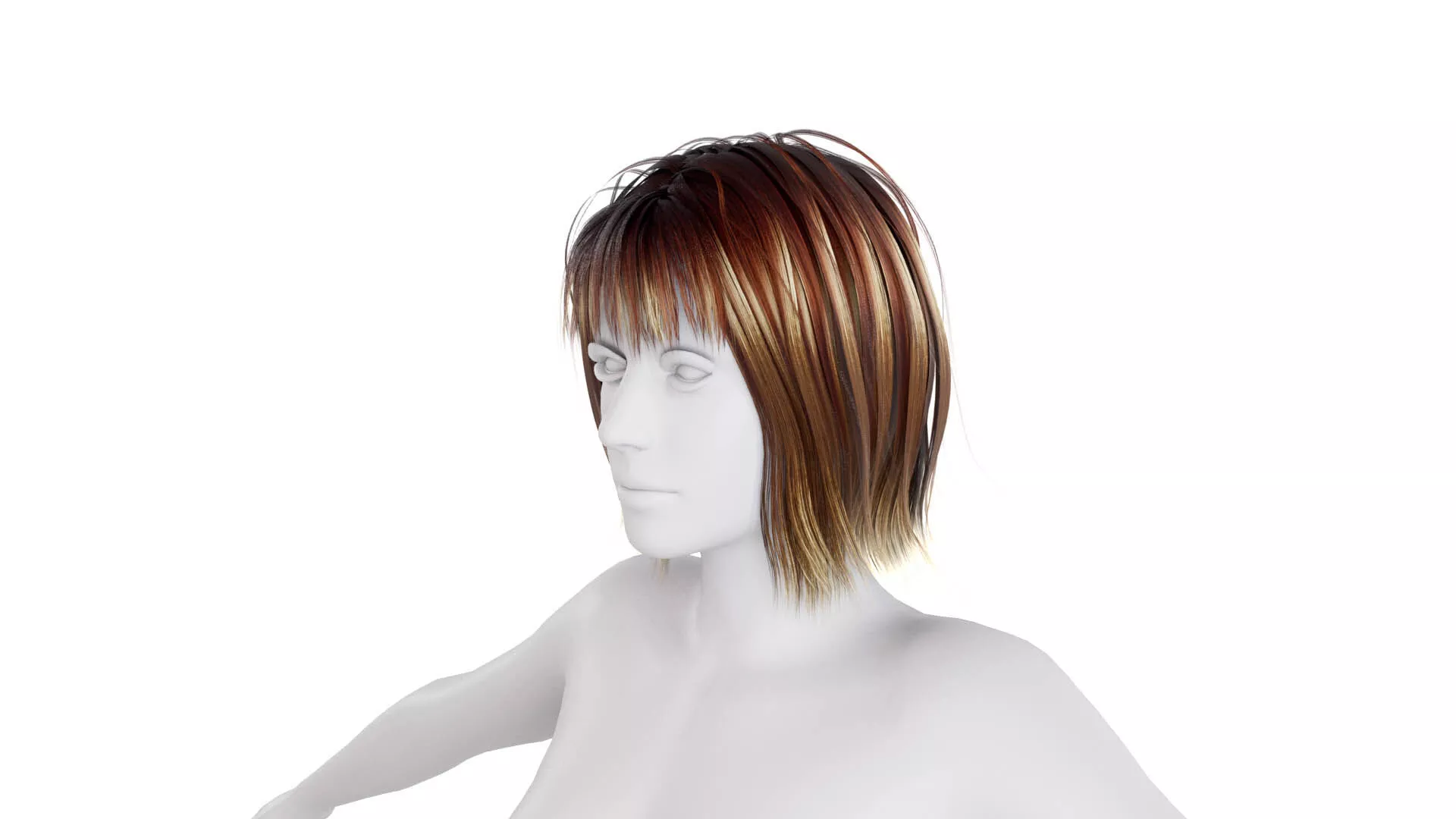 Realistic Female Hair Low-poly 3D model
