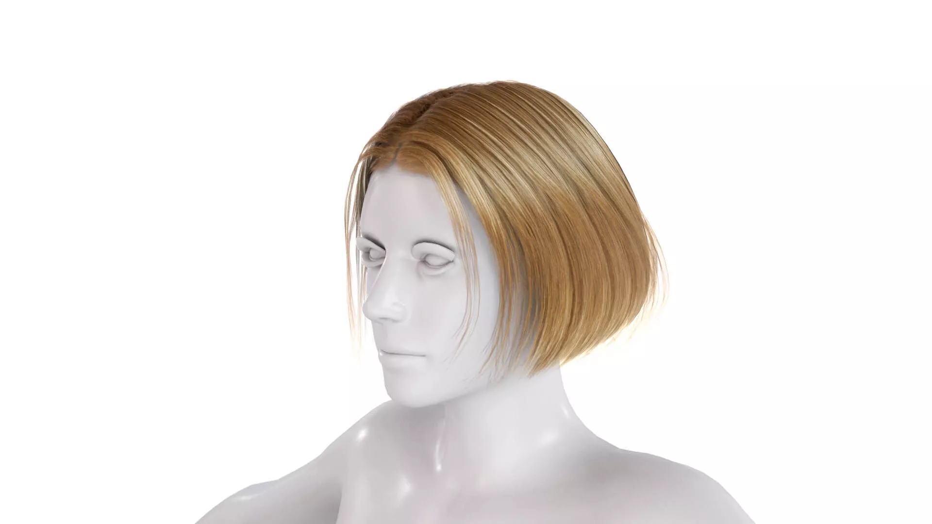 Realistic Female Hair Low-poly 3D model