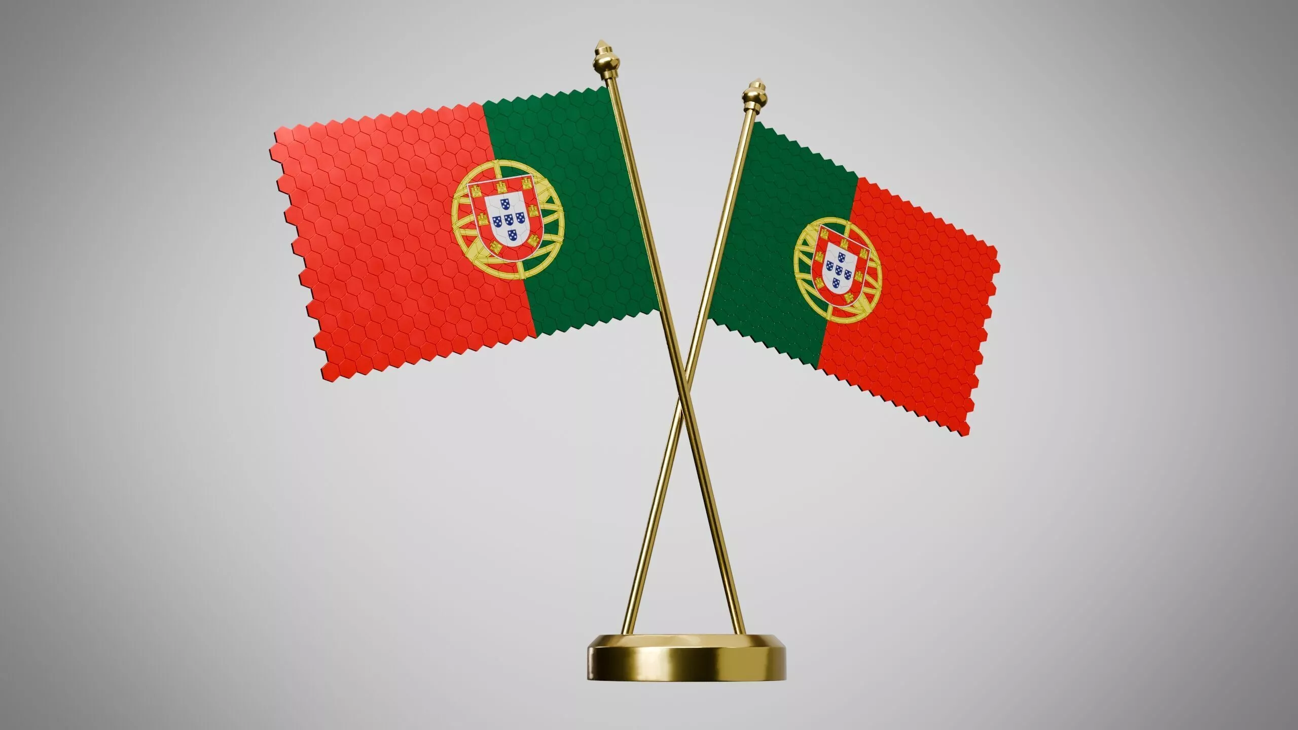 Table Flag of Portugal Low-poly 3D model
