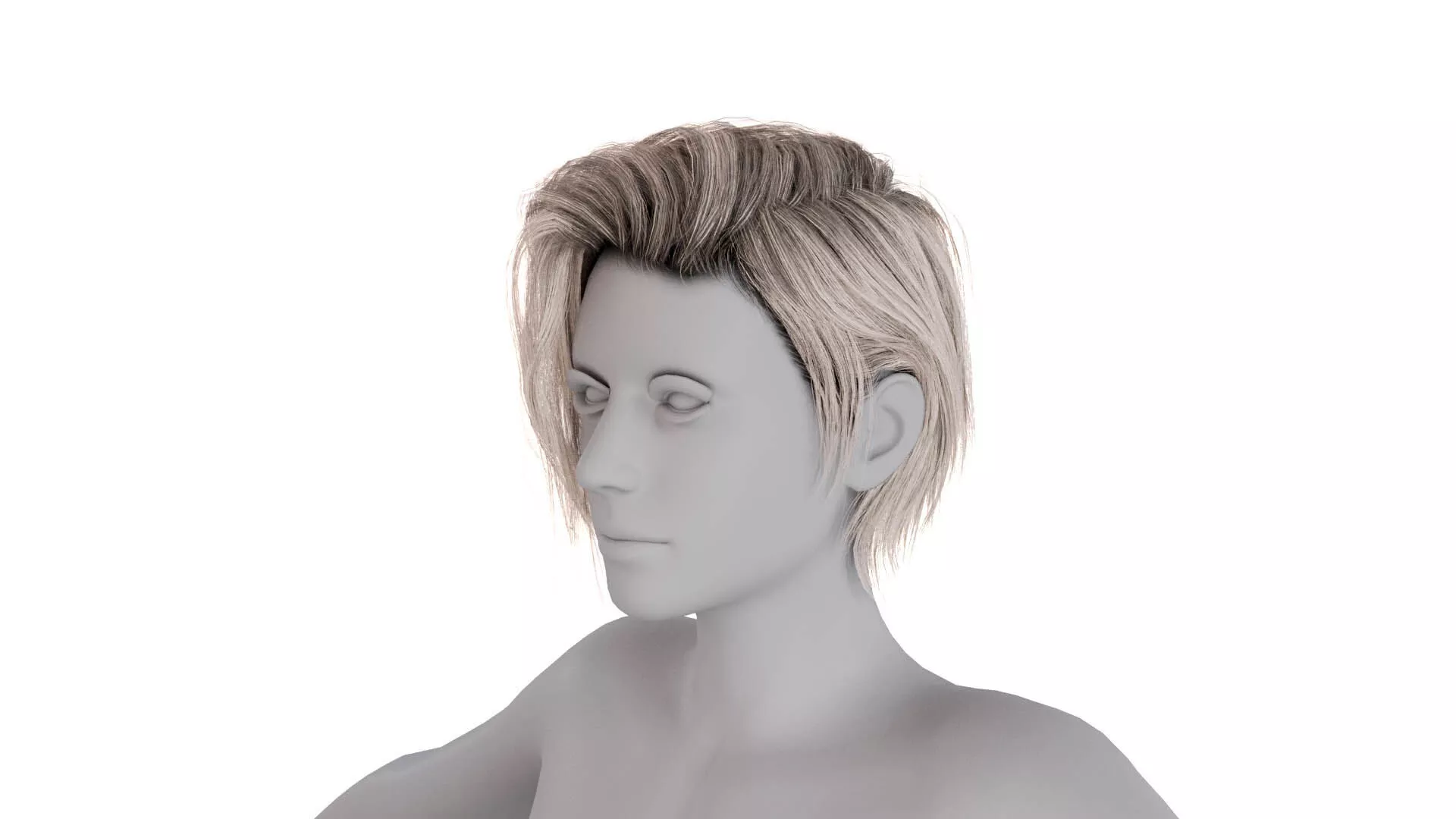 Realistic Female Hair Low-poly 3D model