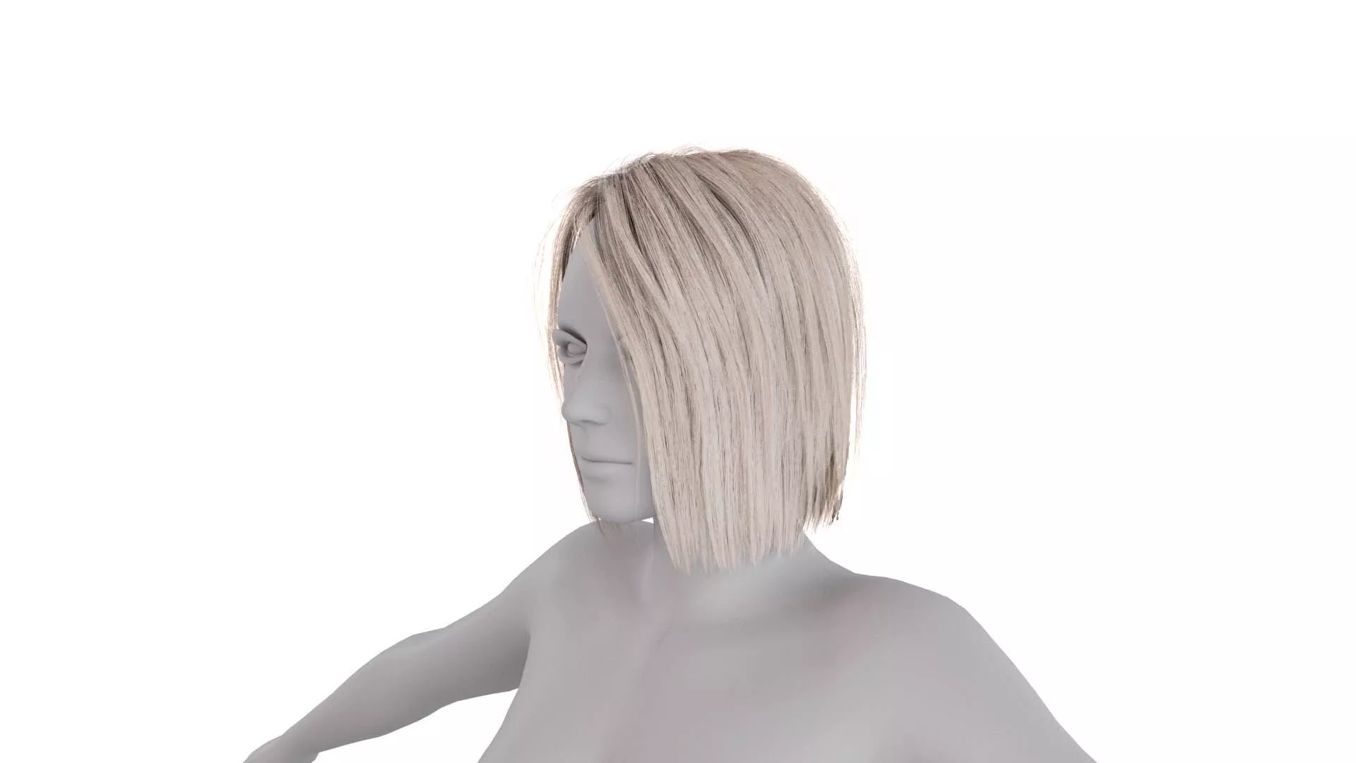 Realistic Female Hair Low-poly 3D model