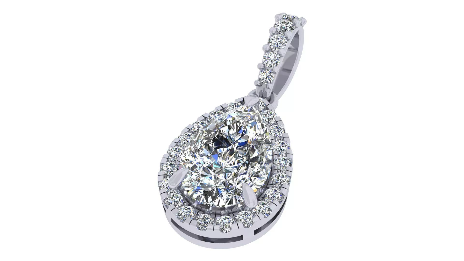 Unique Pear Stone Halo Pendent 3D print model