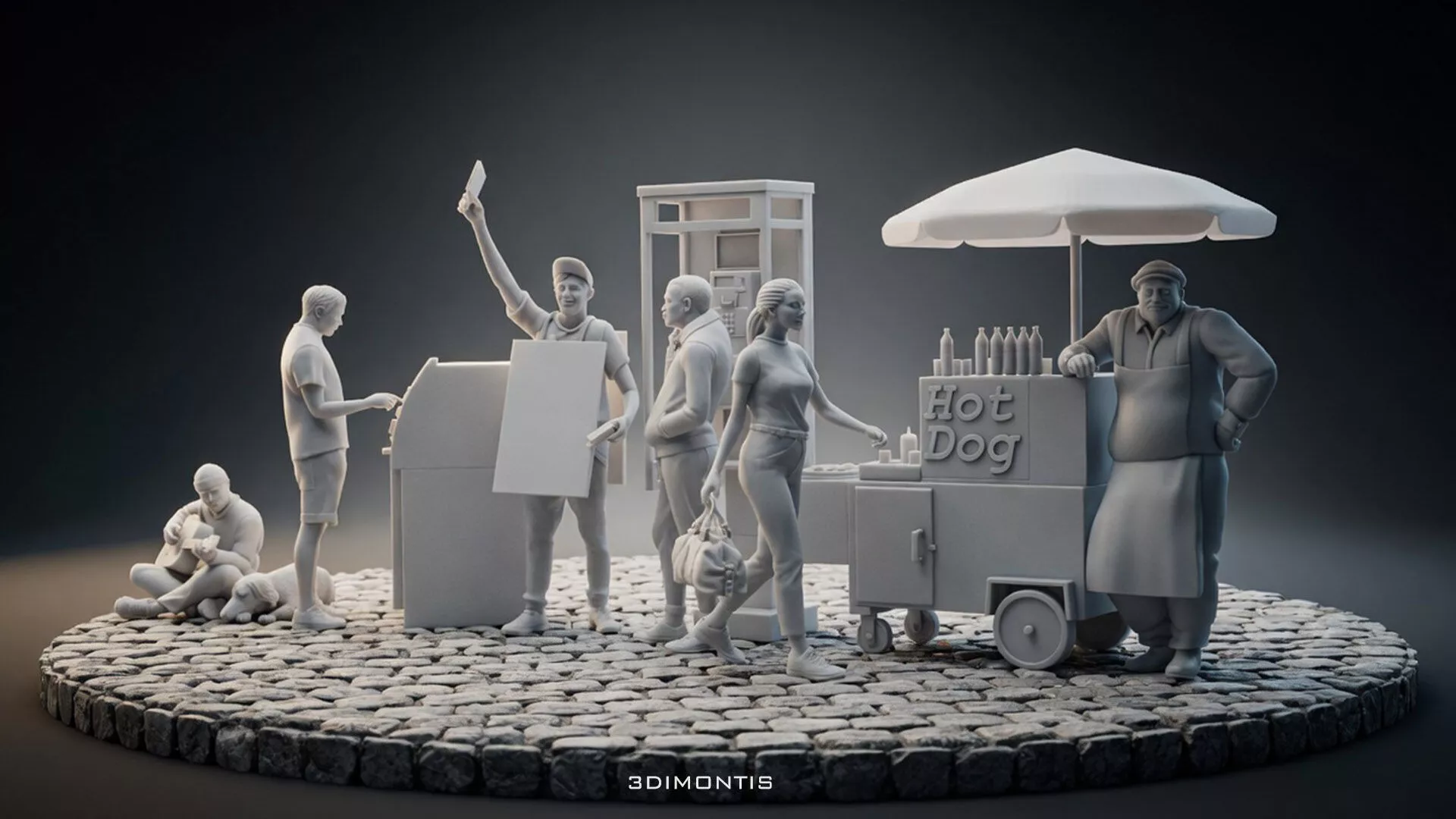 Modern Street Scene STL 16 Scale Civilian Urban Figures 3D print model