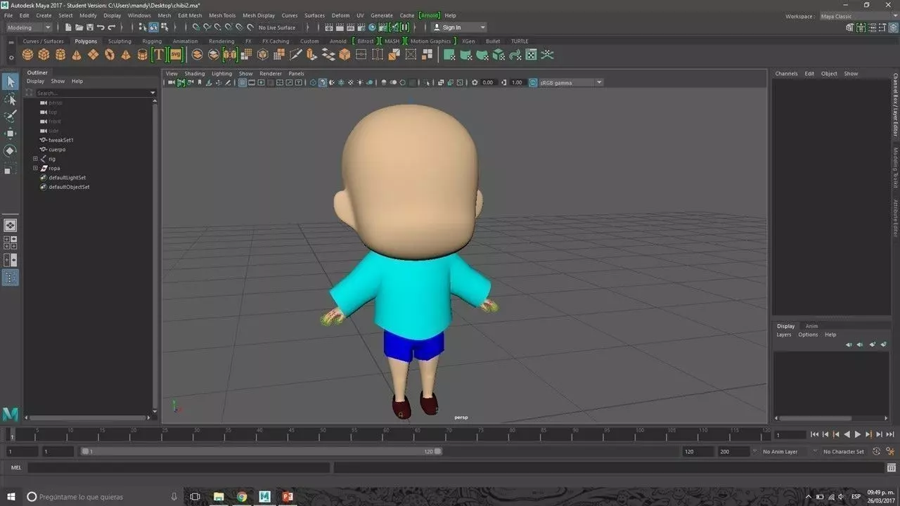 chibi character Low-poly 3D model_0