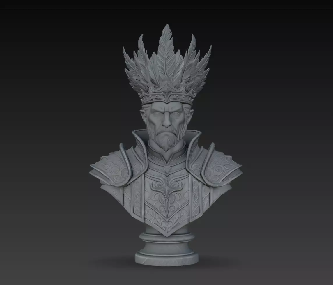 Aetherplume Elven Sovereign Fantasy Bust Statue STL Model 3D print model