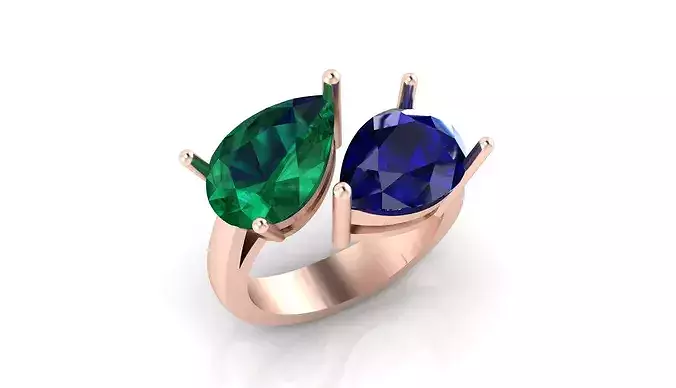 pear emerald bypass high jewelry ring