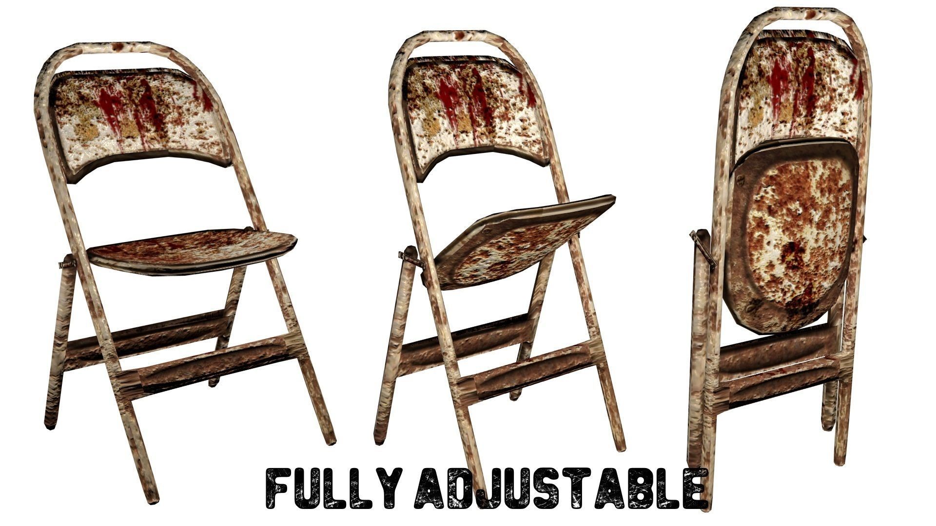 Post-Apocalyptic Folding Chair Set  --  Game-Ready Low-poly 3D model_5