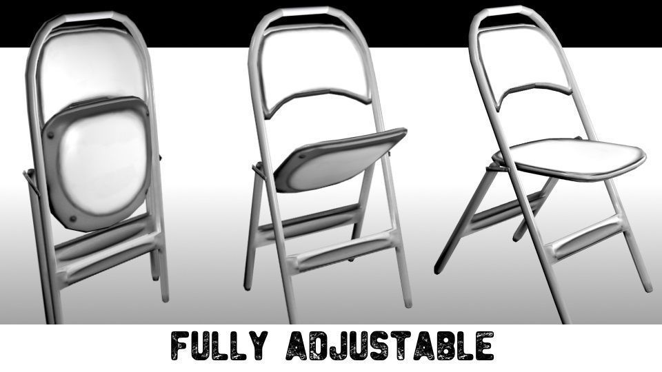 Post-Apocalyptic Folding Chair Set  --  Game-Ready Low-poly 3D model_2