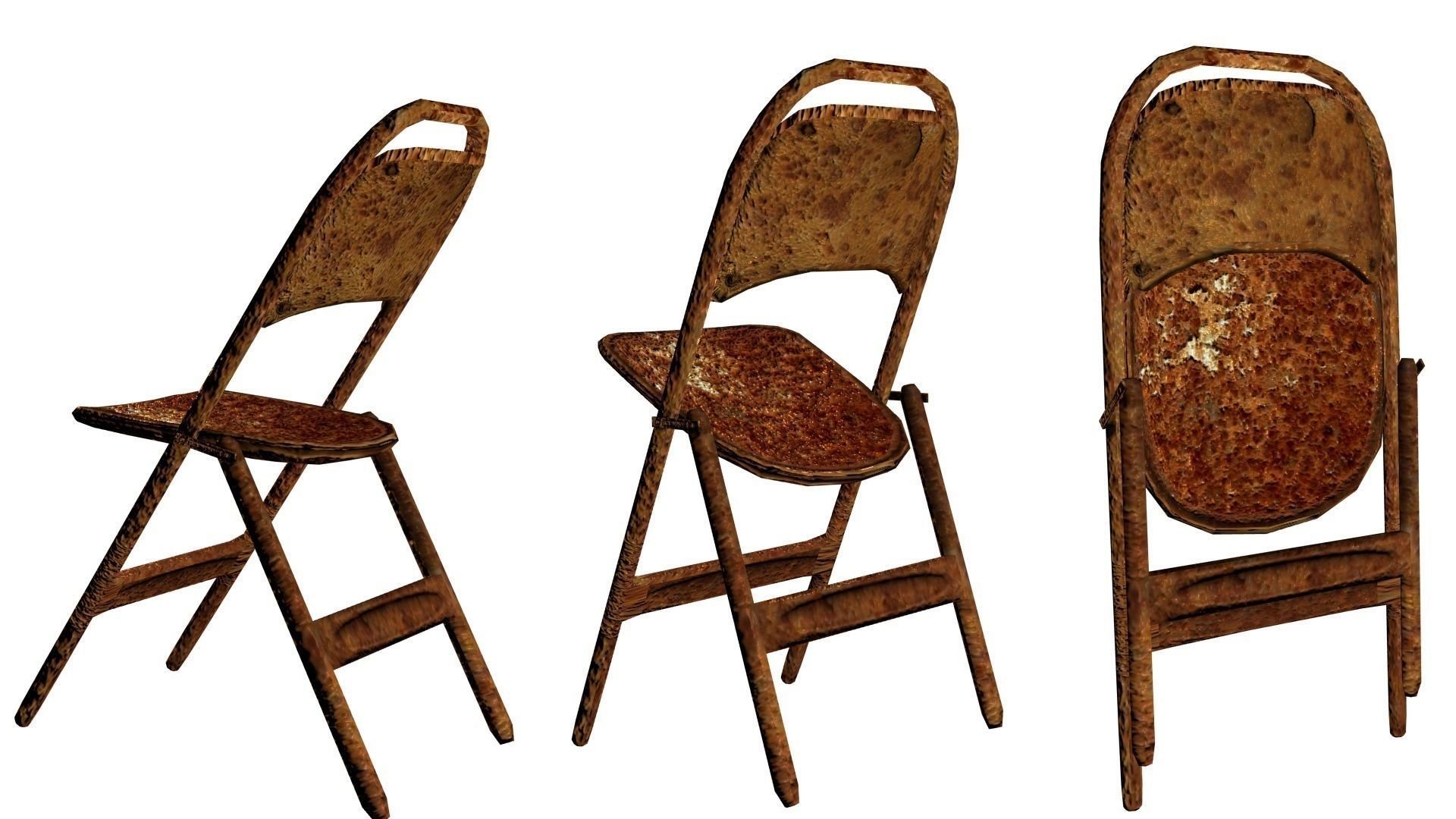 Post-Apocalyptic Folding Chair Set  --  Game-Ready Low-poly 3D model_4