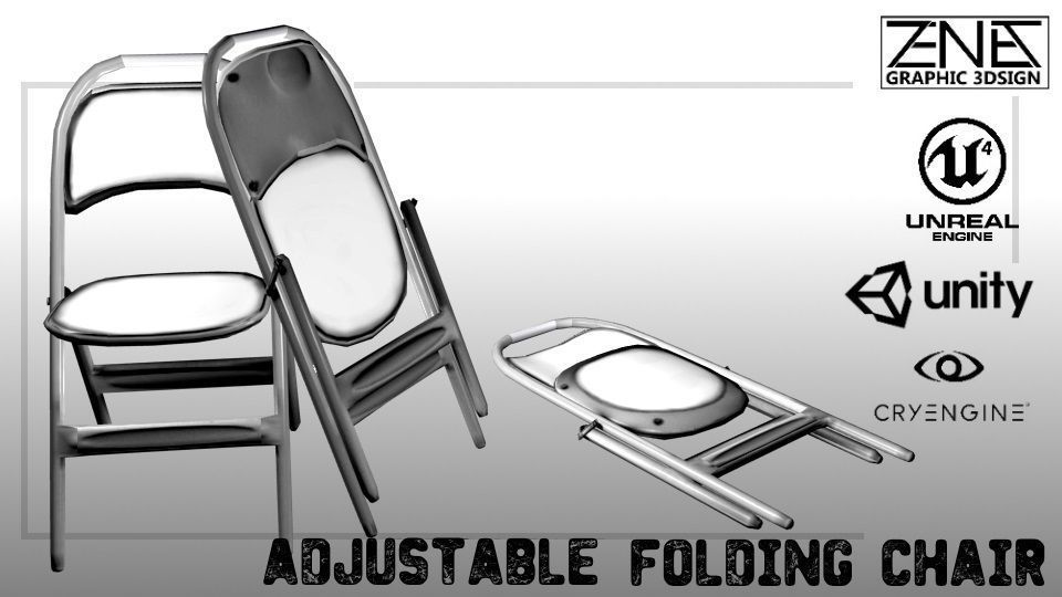 Post-Apocalyptic Folding Chair Set  --  Game-Ready Low-poly 3D model_9
