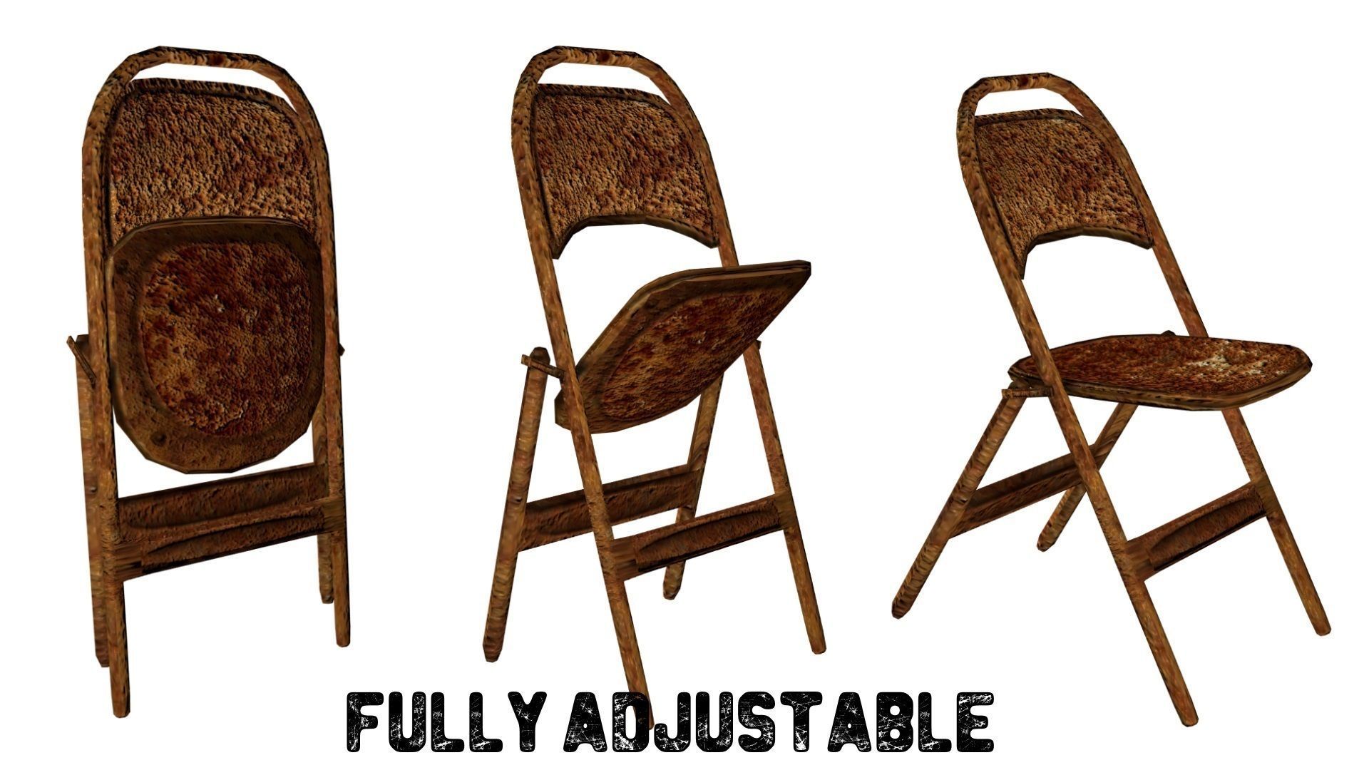 Post-Apocalyptic Folding Chair Set  --  Game-Ready Low-poly 3D model_3