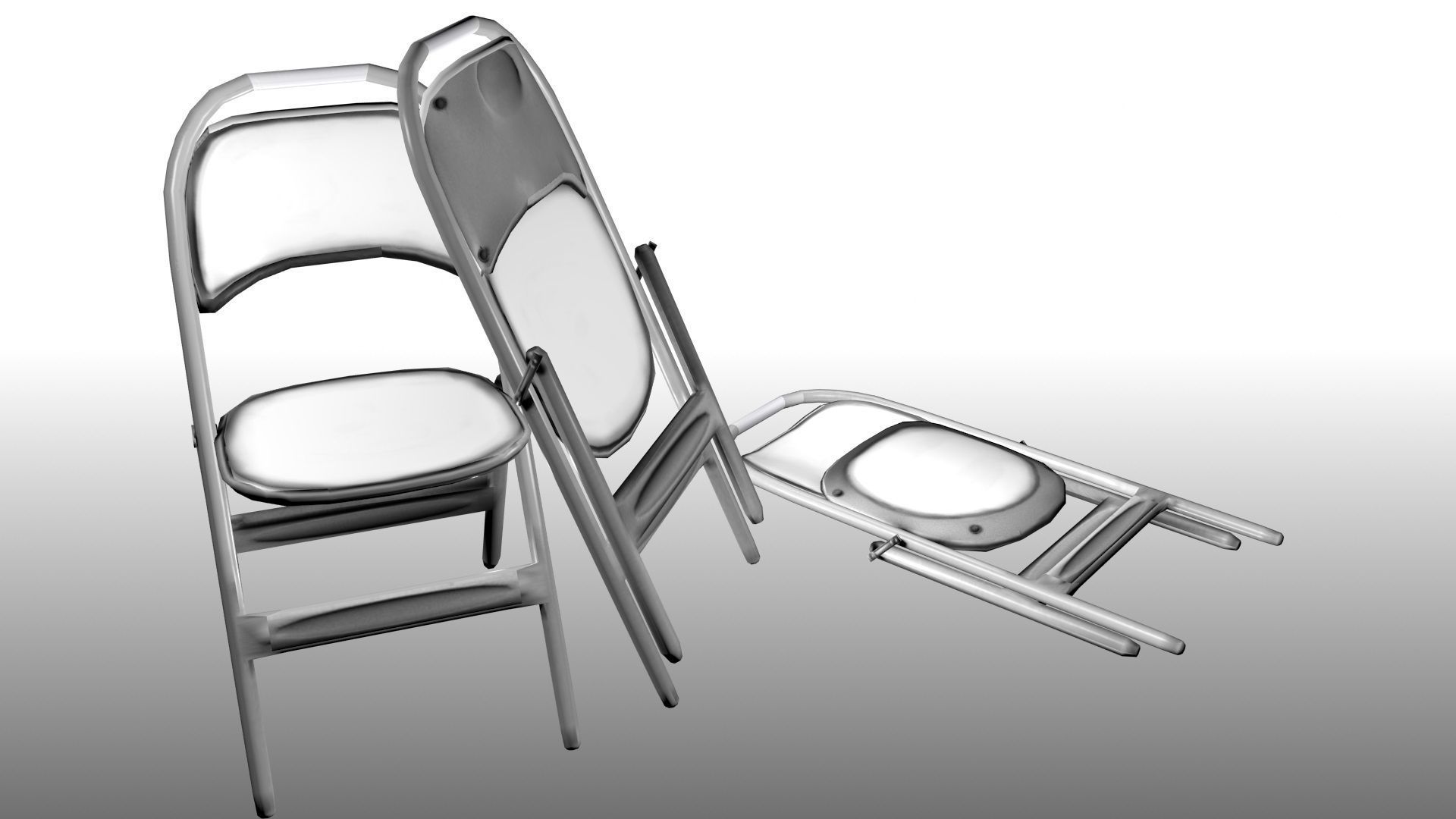 Post-Apocalyptic Folding Chair Set  --  Game-Ready Low-poly 3D model_7