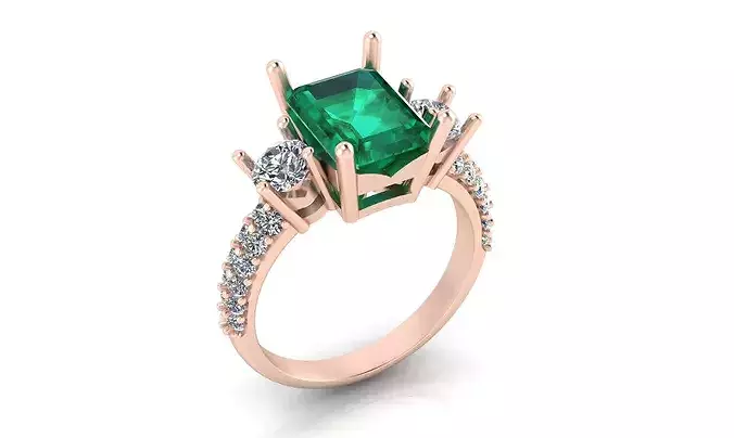 emerald and round high jewelry ring