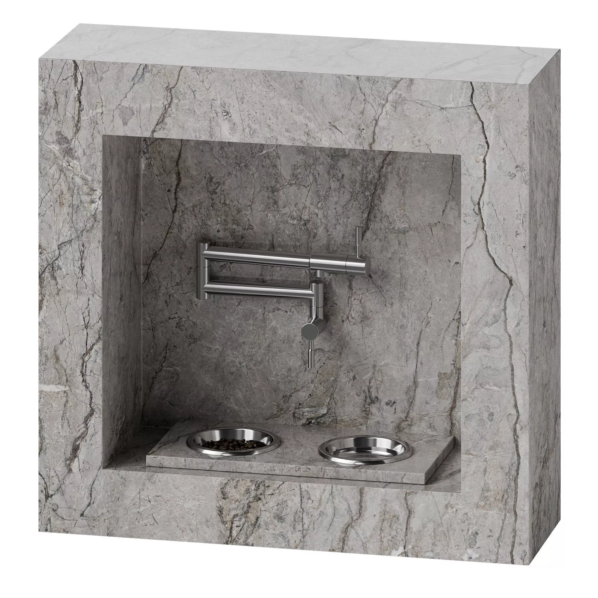 Designer integrated kitchen pet feeder 2 3D model