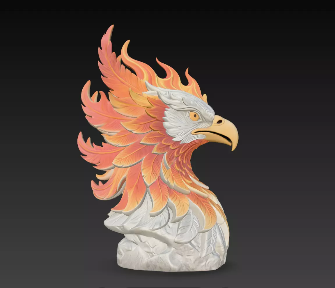 Phoenix Flame Eagle Head Mythic Bird Bust STL Model 3D print model