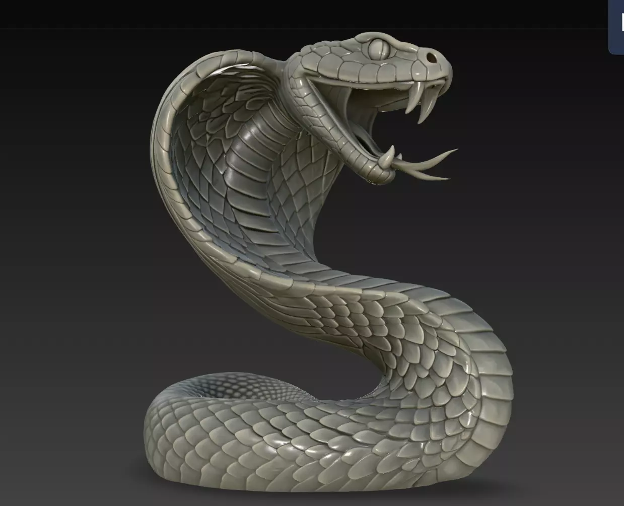 Fangcrest Hooded Cobra Serpent Statue STL Print Model 3D print model