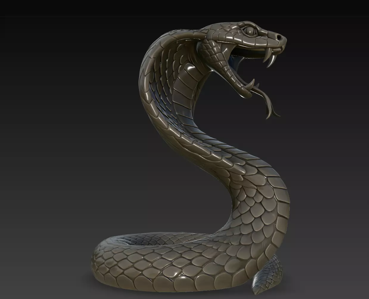 Darkscale Hooded Cobra Serpent Statue STL Print Model 3D print model