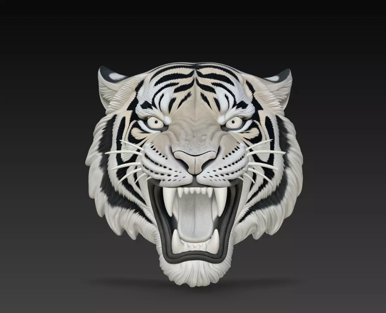 Ivoryfang White Tiger Head Wall Relief STL Print Model 3D print model