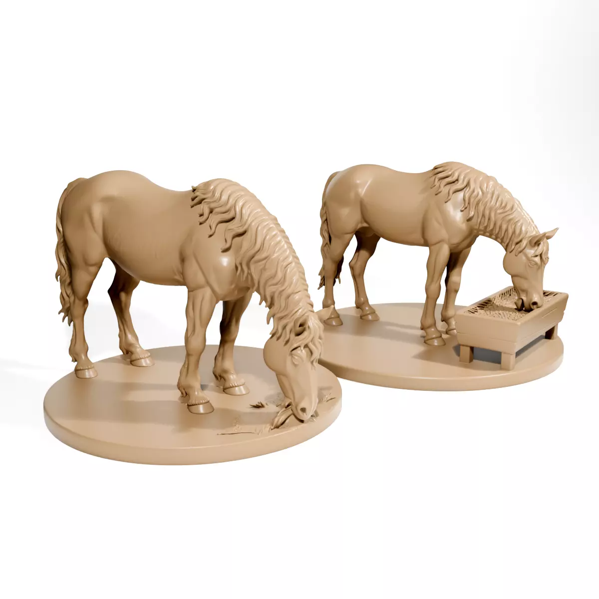 Horses eating 3D print model