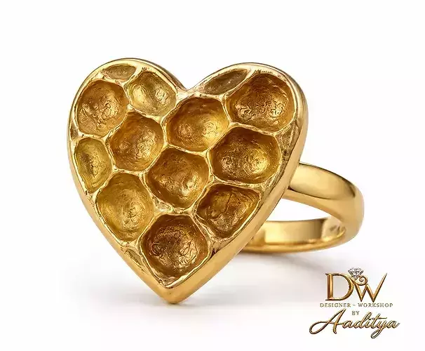 Honeycomb Heart Ring
