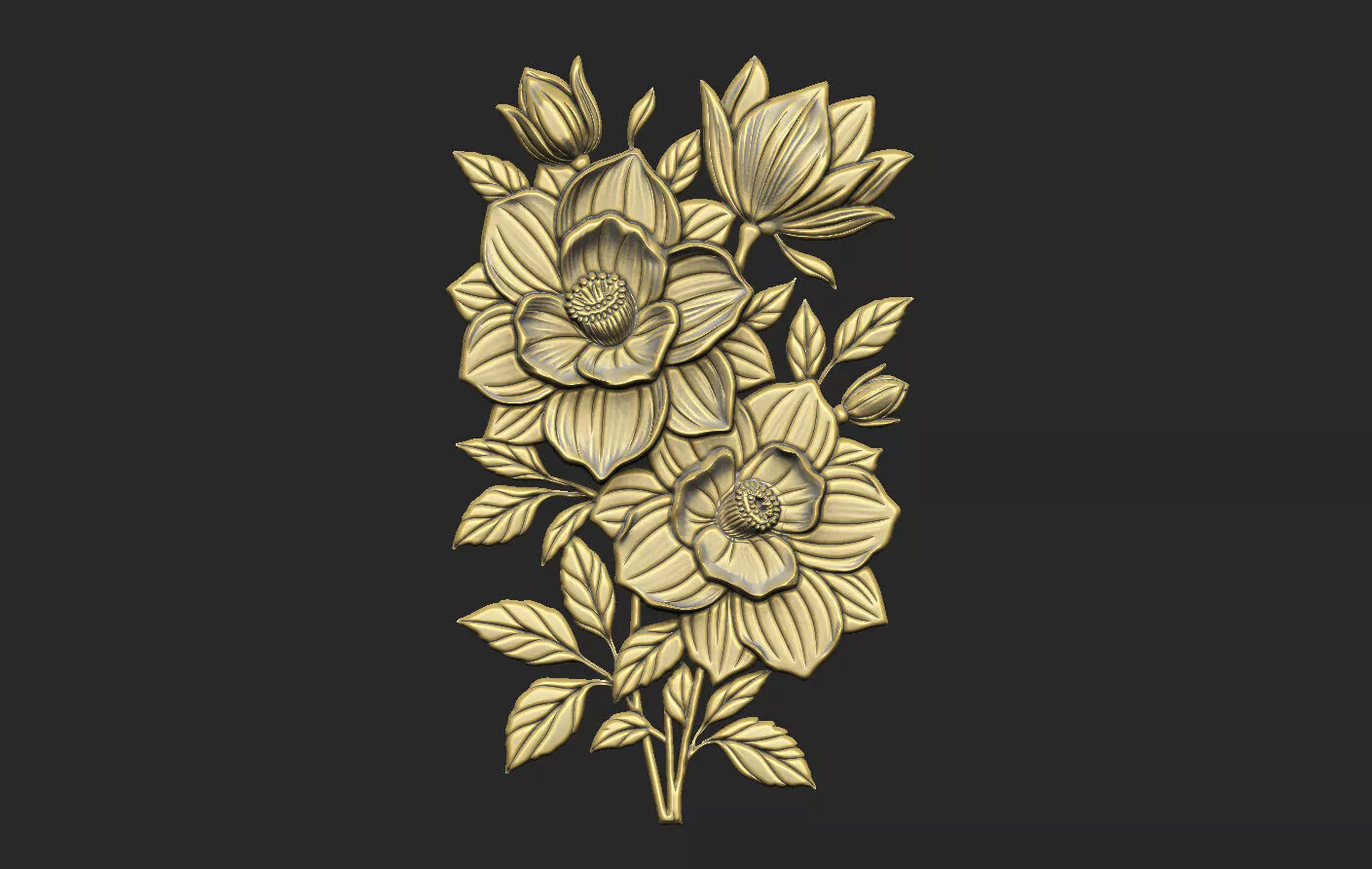 relief floral relief botanical bloom romantic ornament wood 3D print model