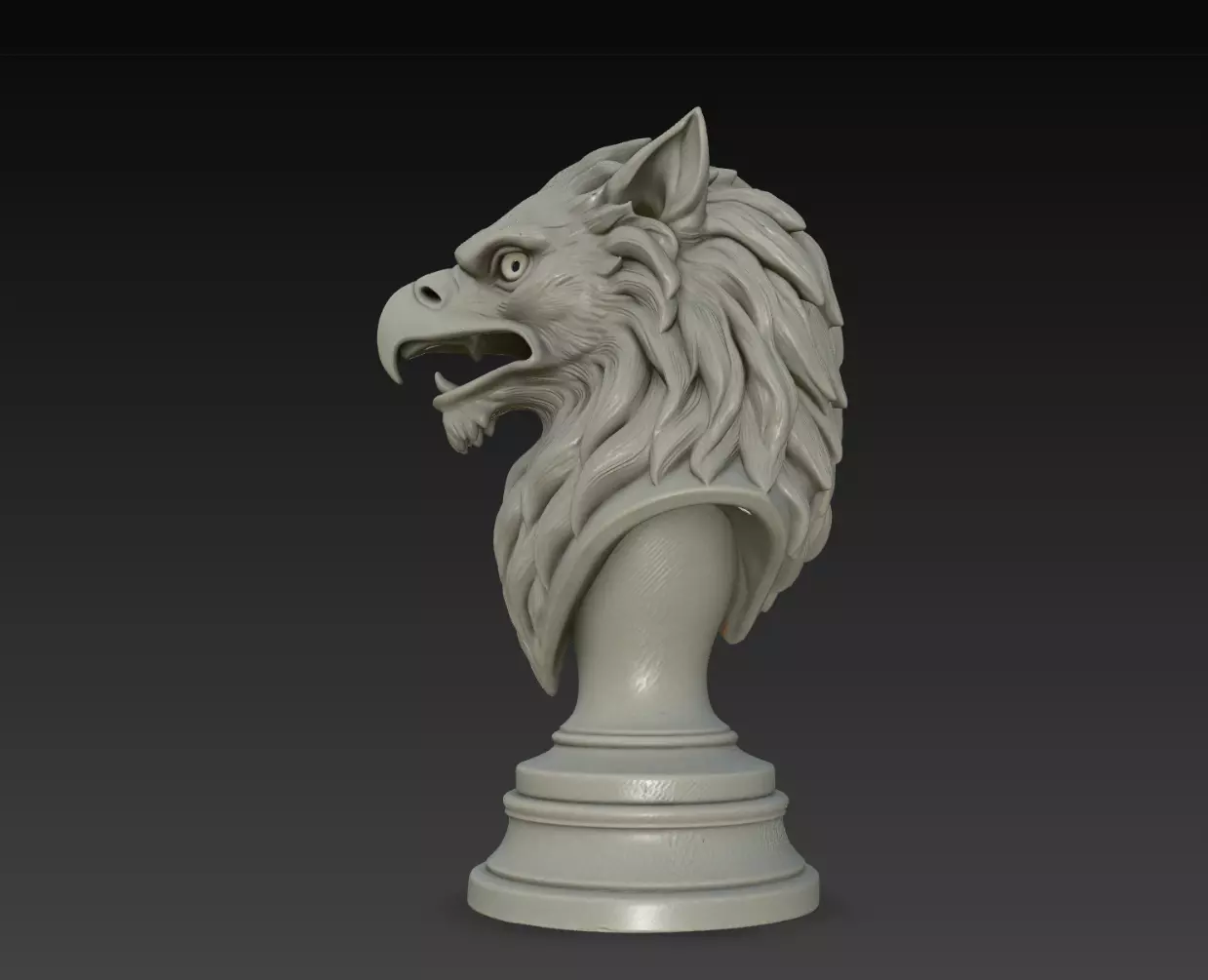 Front View Griffin Eagle Head Pedestal Bust STL Model 3D print model