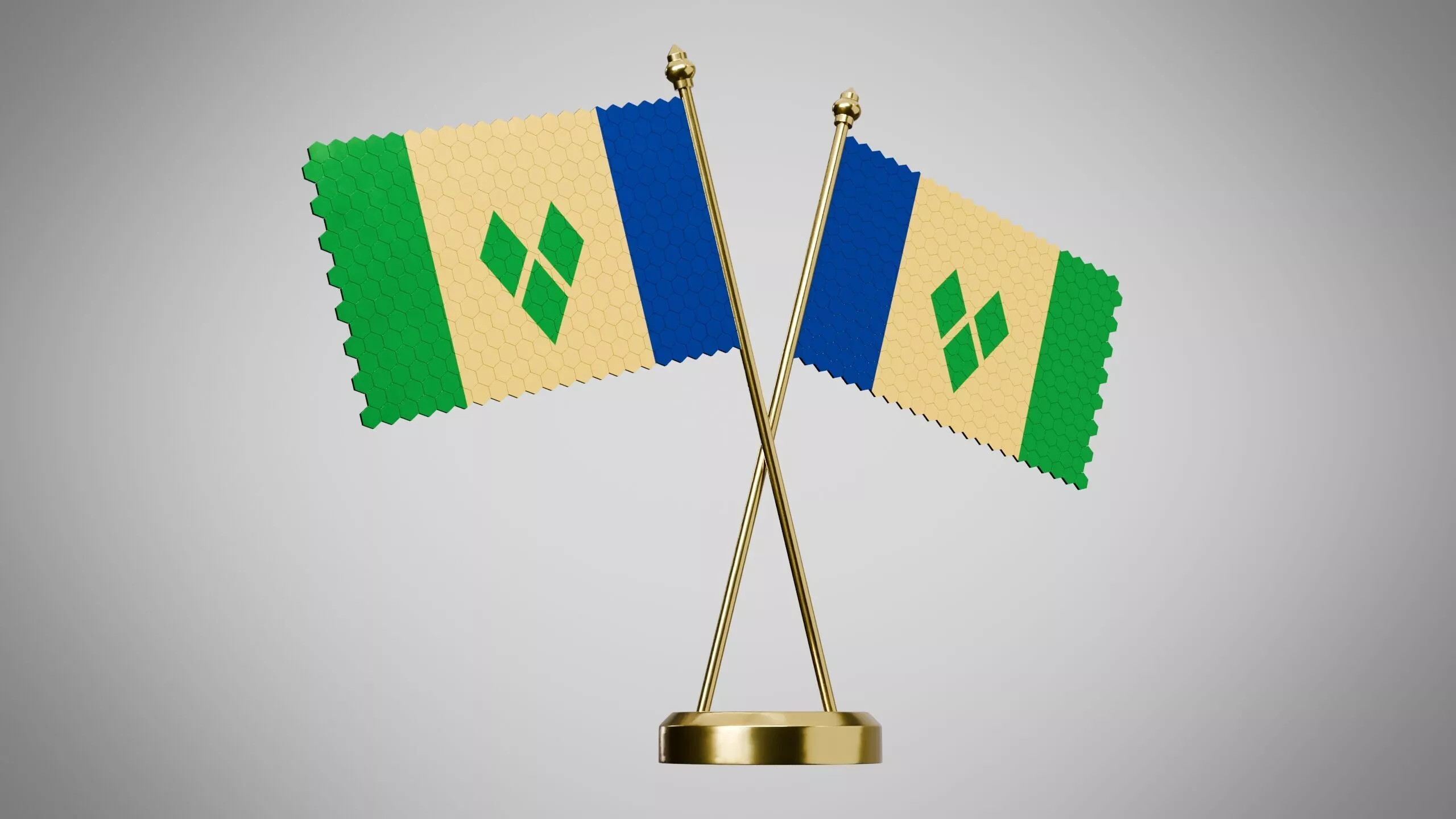 Table Flag of Saint Vincent and the Grenadines Low-poly 3D model