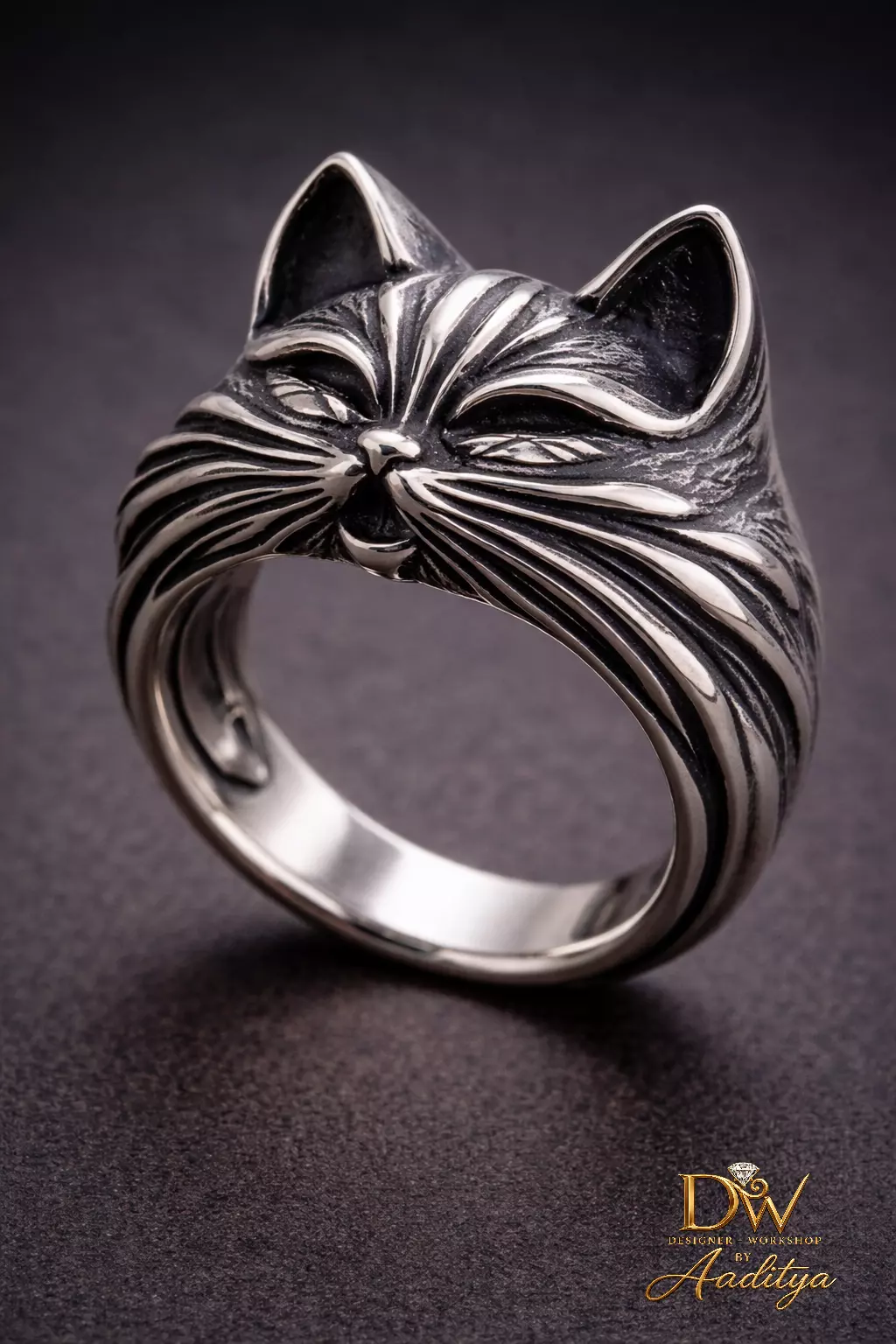 ShadowWhisk Cat Face Ring 3D print model